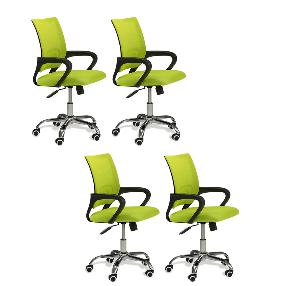 Modern Mesh Swivel Office Chair Mid Back Fixed Arms Chair with Wheels