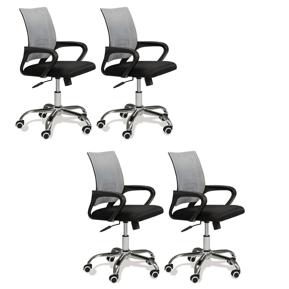 Modern Mesh Swivel Office Chair Mid Back Fixed Arms Chair with Wheels