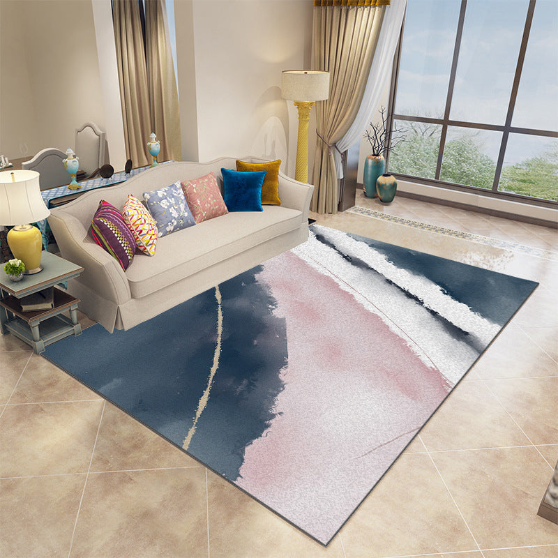 Pink Color Piece Rug Polyester Graphic Indoor Rug Stain Resistant Rug for Drawing Room