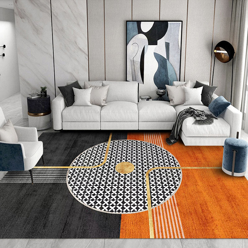 Gray Striped Carpet Polyester Contemporary Carpet Non-Slip Backing Carpet for Drawing Room