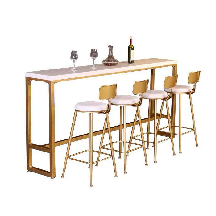 Rectangle Bar Table Contemporary Bar Table with Gold Trestle Base