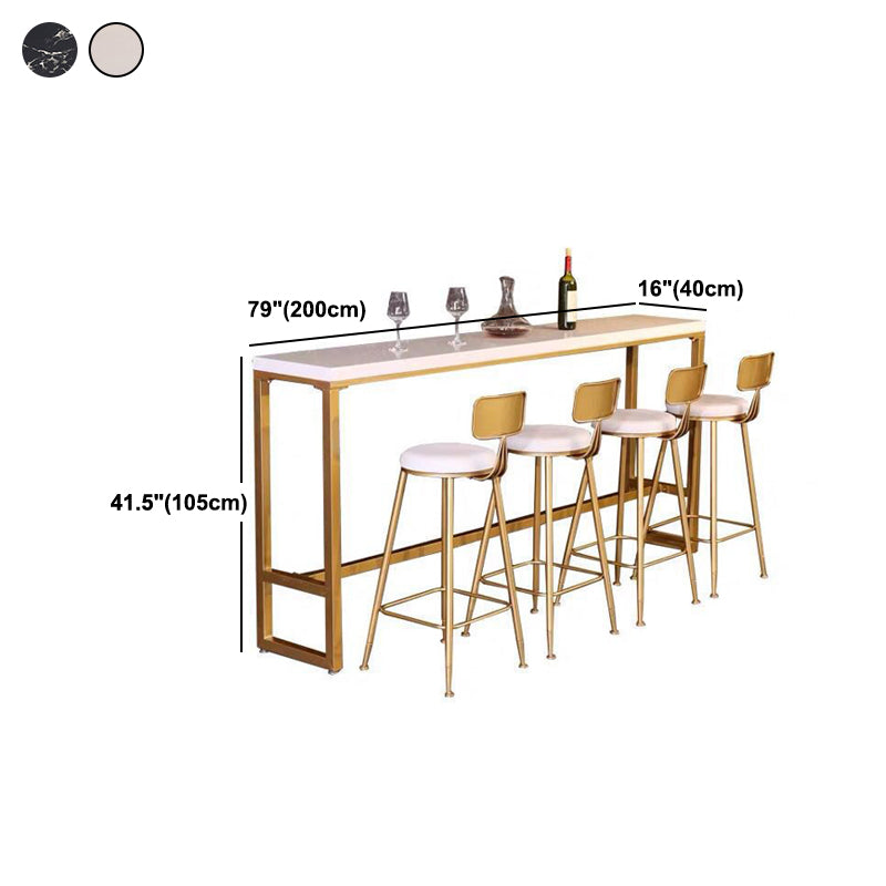 Rectangle Bar Table Contemporary Bar Table with Gold Trestle Base