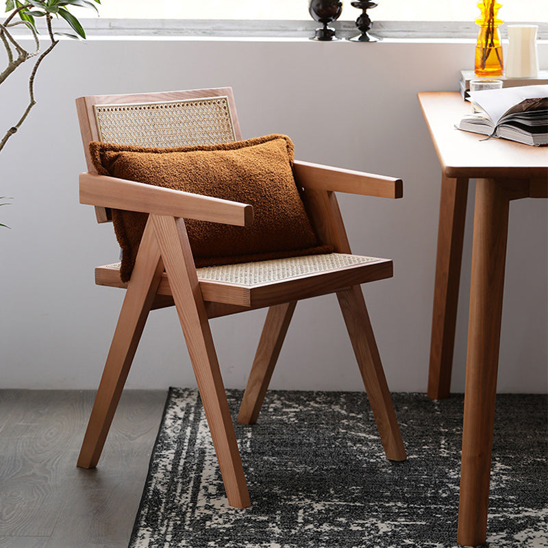 Modern Style Dining Chair Wooden Open Back Arm Chair for Home