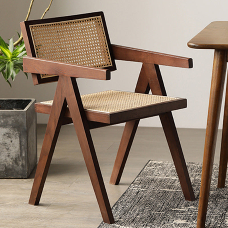 Modern Style Dining Chair Wooden Open Back Arm Chair for Home