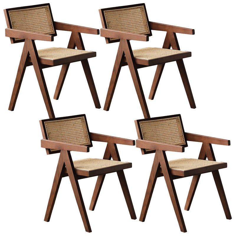 Modern Style Dining Chair Wooden Open Back Arm Chair for Home