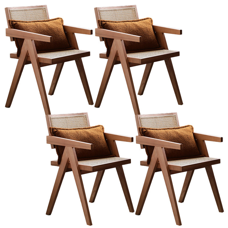 Modern Style Dining Chair Wooden Open Back Arm Chair for Home