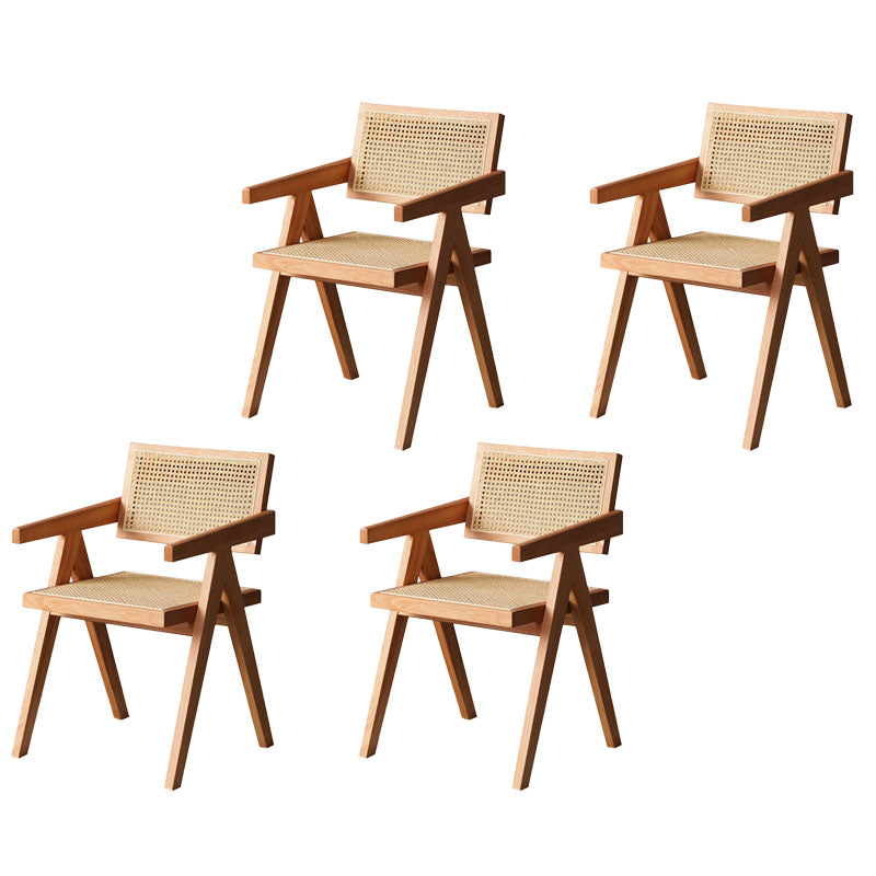 Solid Wood Dining Chairs Modern Kitchen Side Chairs with Arm