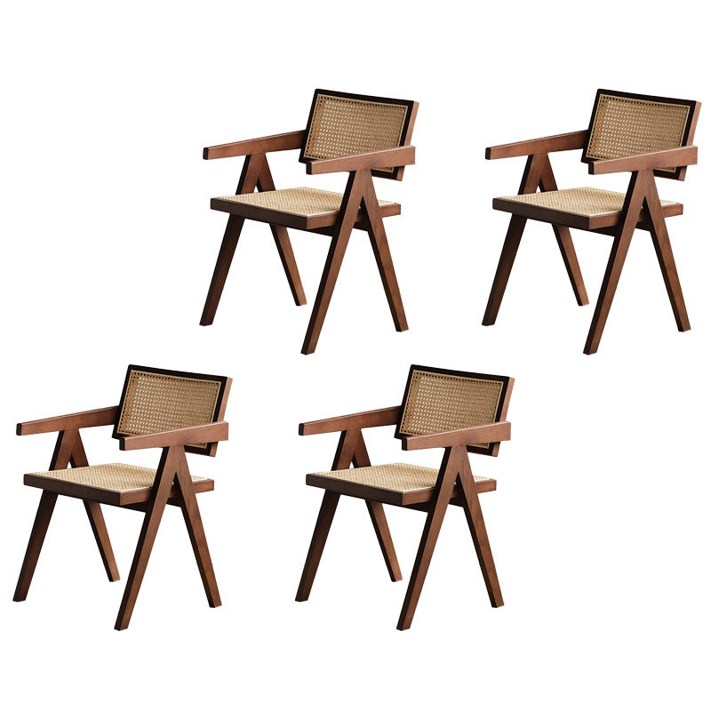 Solid Wood Dining Chairs Modern Kitchen Side Chairs with Arm