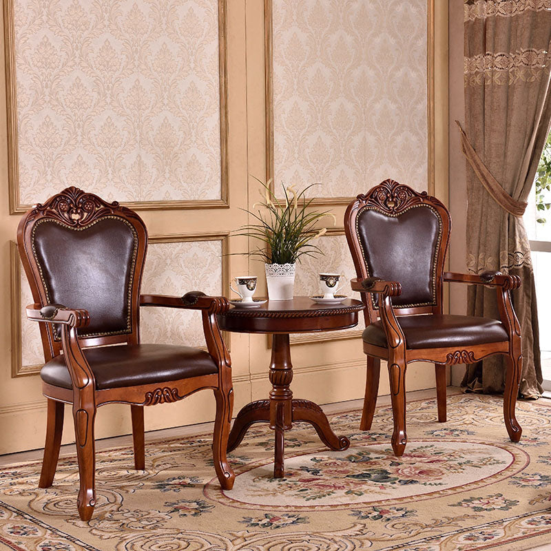 Traditional Style Dining Chair Rubberwood Upholstered Dining Room Chair