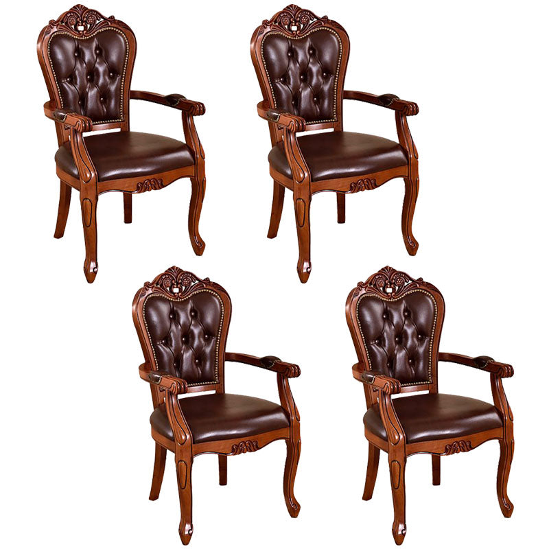 Traditional Style Dining Chair Rubberwood Upholstered Dining Room Chair