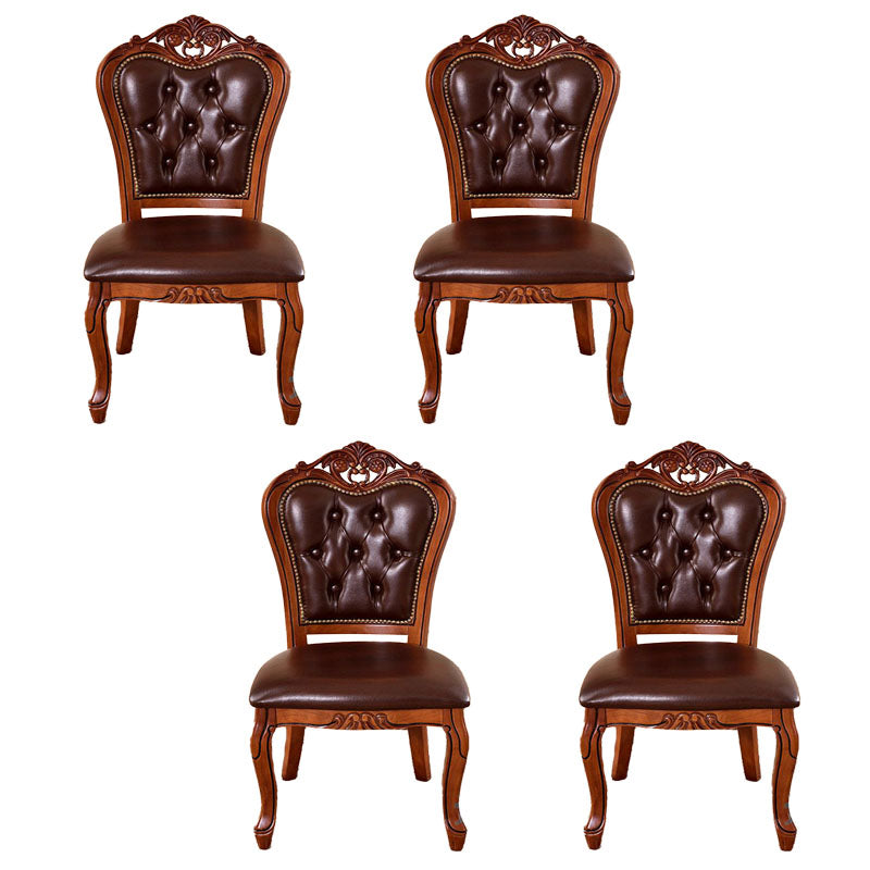 Traditional Style Dining Chair Rubberwood Upholstered Dining Room Chair