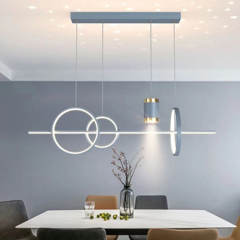 Modern Cylinder Island Lighting Metal 5 Light Island Lighting Fixture for Dining Room