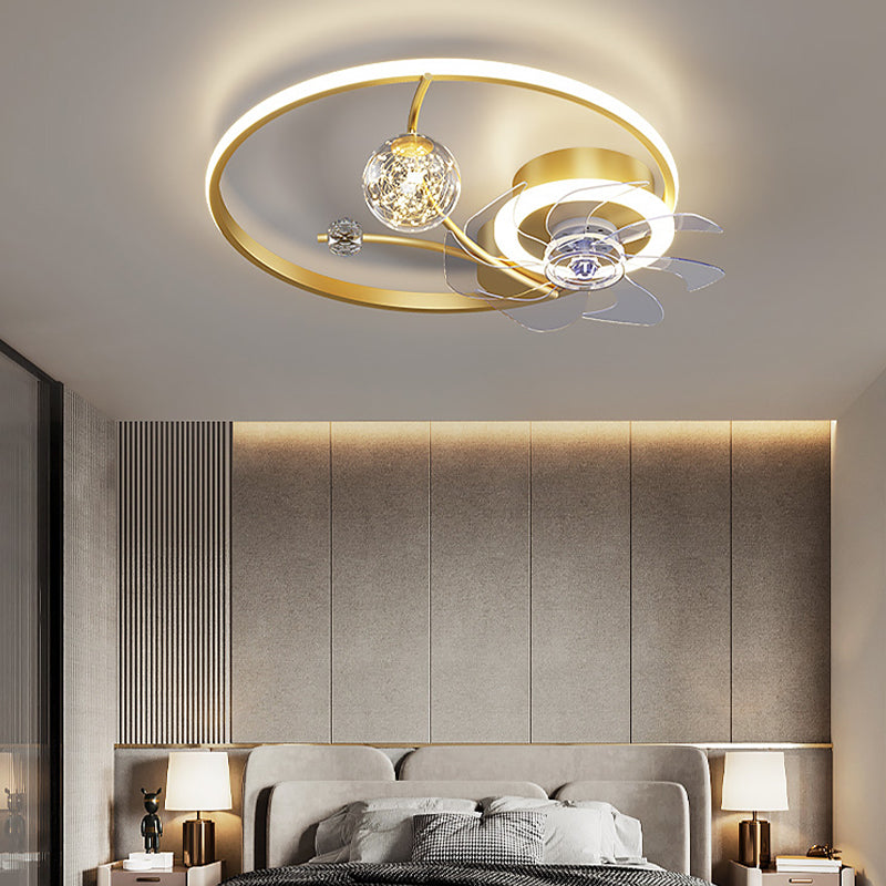 Modern Style Spherical Ceiling Fan Lamps Metal Ceiling Fan Lighting for Bedroom