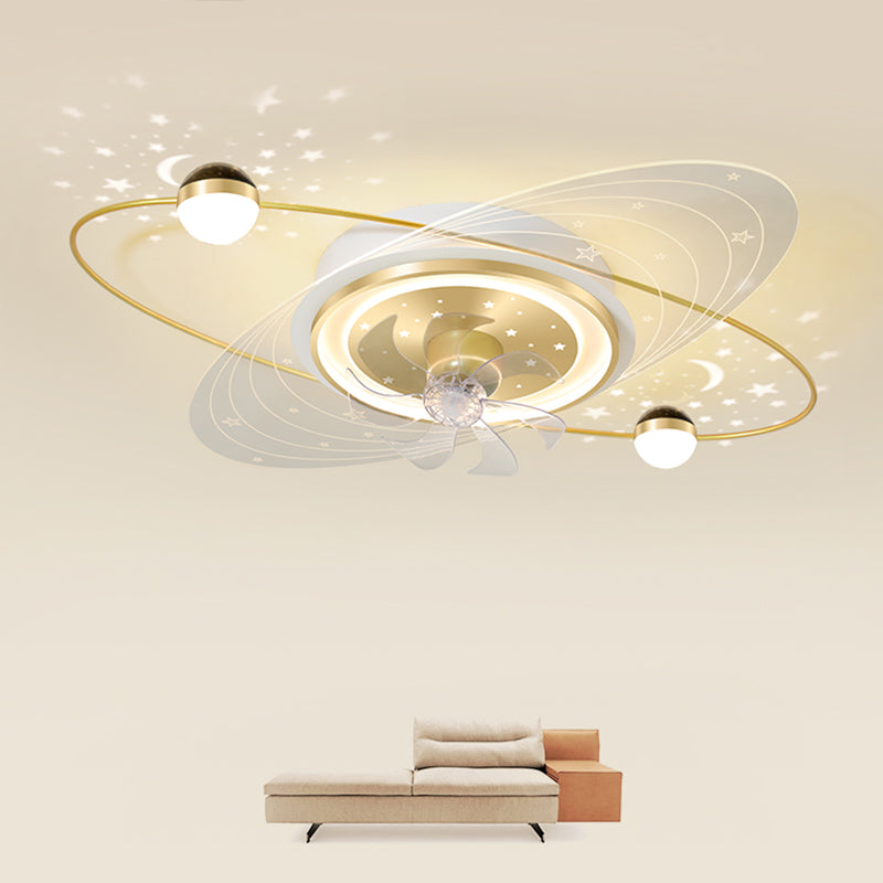 Modern Style Geometry Ceiling Fan Lamps Metal 3 Light Ceiling Fan Lighting for Bedroom