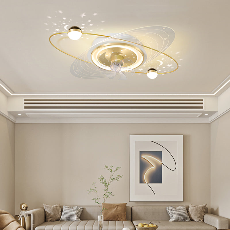 Modern Style Geometry Ceiling Fan Lamps Metal 3 Light Ceiling Fan Lighting for Bedroom