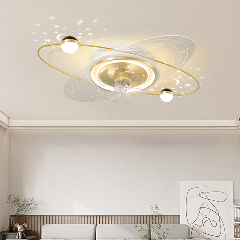 Modern Style Geometry Ceiling Fan Lamps Metal 3 Light Ceiling Fan Lighting for Bedroom