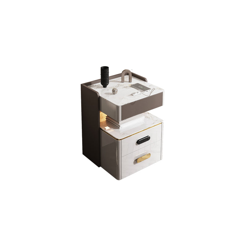 3-Drawer Nightstand with USB charging 21.65" Tall Faux Leather Nightstand