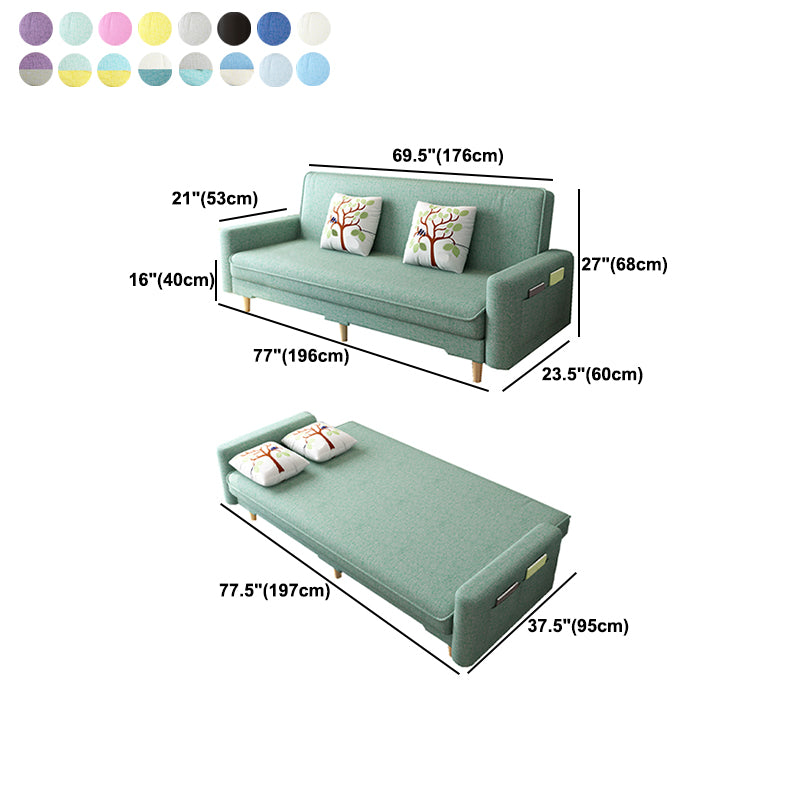 Living Room Contemporary Sleeper Square Arm 3-seater Linen Sofa