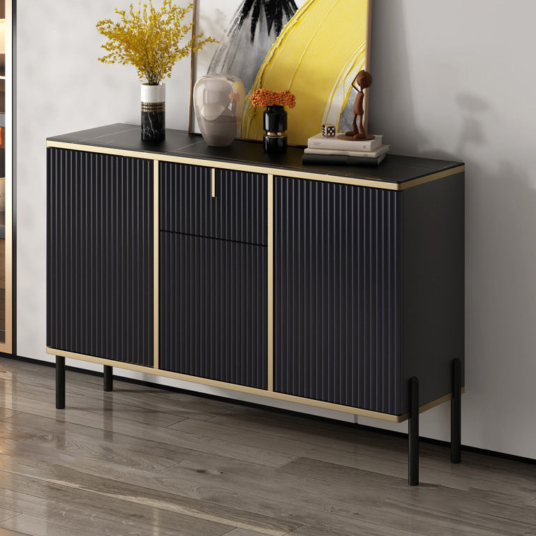 Glam Style Buffet Sideboard Sintered Stone Top Server with Door and Drawer