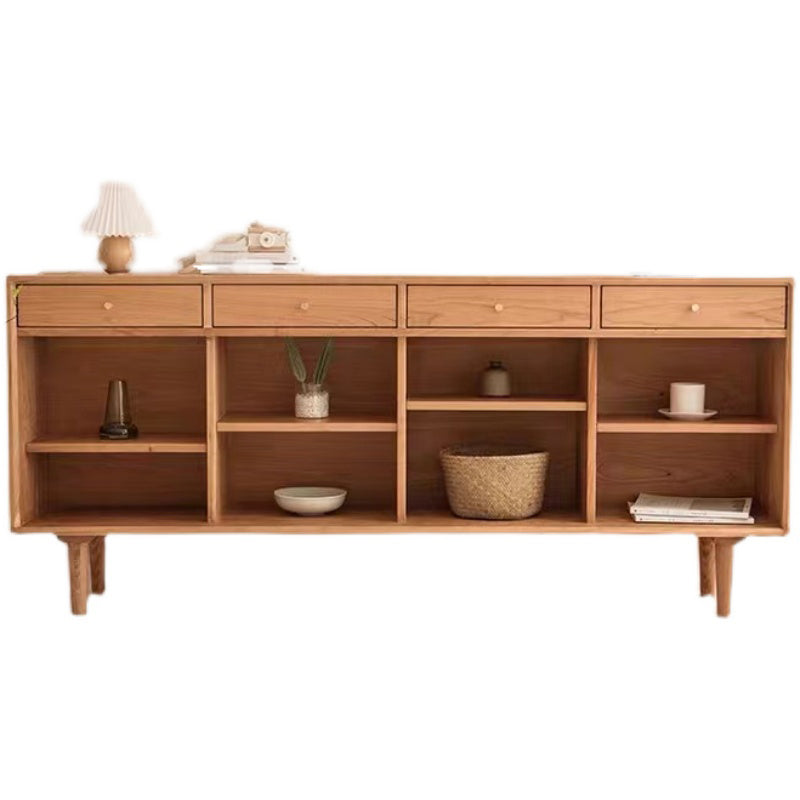 Contemporary Sideboard Rattan Doors Pine Frame Cupboard for Living Room