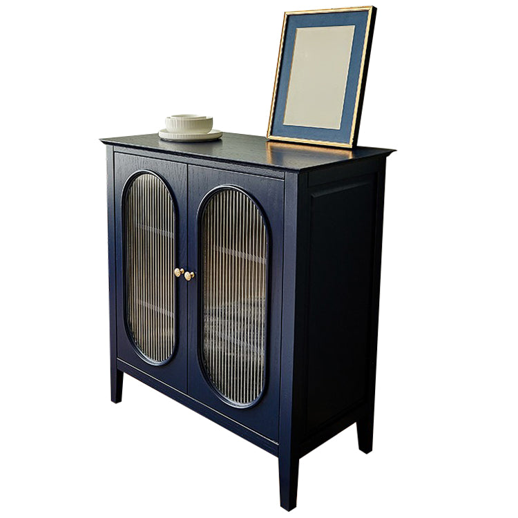 Pine Wood Living Room Sideboard Cabinet Modern Server Cabinet with Storage and Glass Door