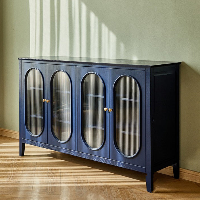 Pine Wood Living Room Sideboard Cabinet Modern Server Cabinet with Storage and Glass Door