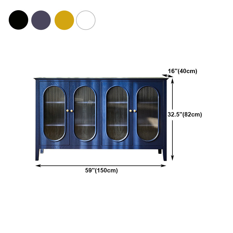 Pine Wood Living Room Sideboard Cabinet Modern Server Cabinet with Storage and Glass Door