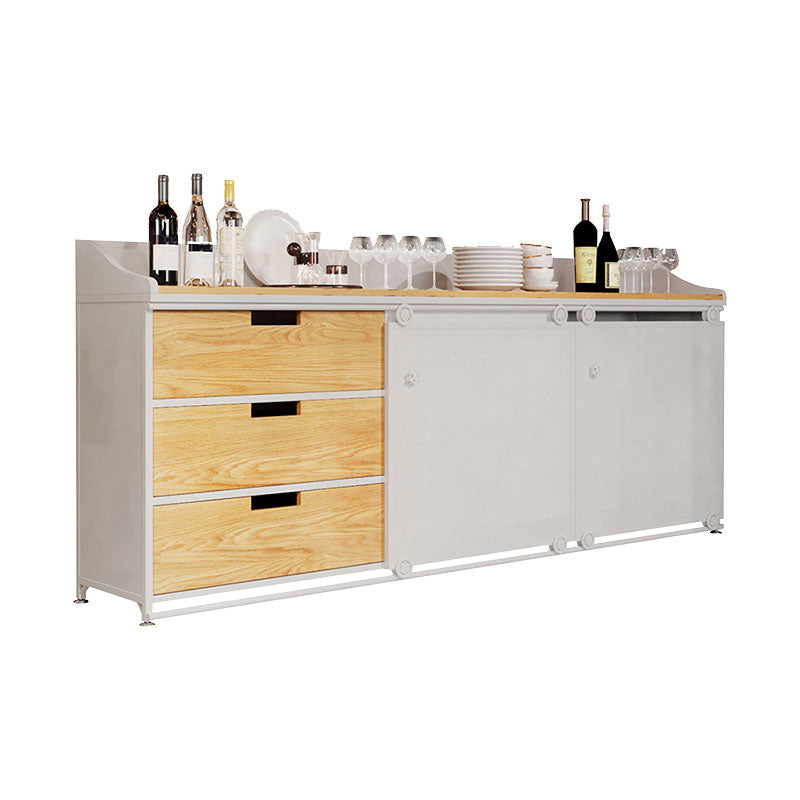 Modern Iron and Wood Sideboard 35"H Dining Room 3 Drawer Server with Sliding Door