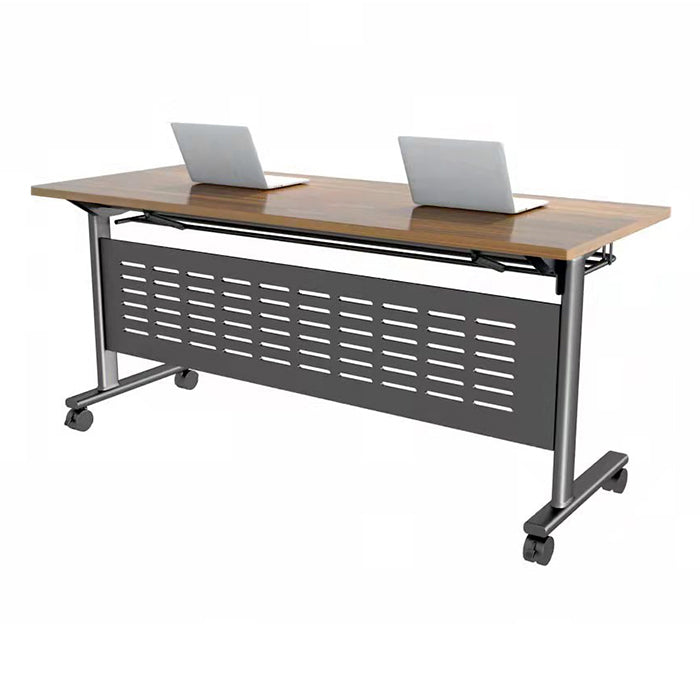 Modern Wooden Office Desk with Caster Wheels Rectangular Writing Desk for Office