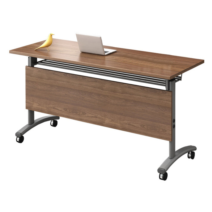 Folding Rectangular Writing Desk Modern Manufactured Wood Top Desk with Caster Wheels