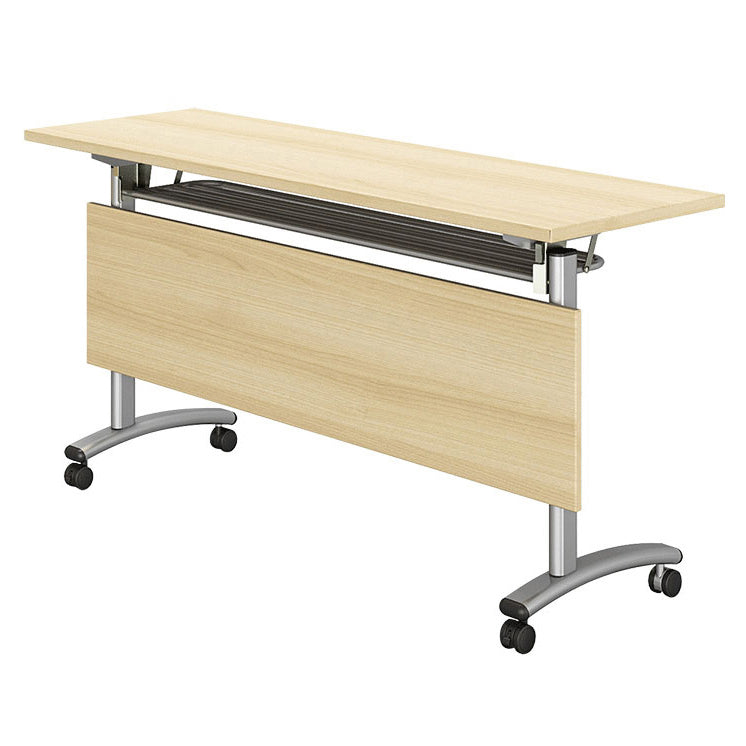 Folding Rectangular Writing Desk Modern Manufactured Wood Top Desk with Caster Wheels