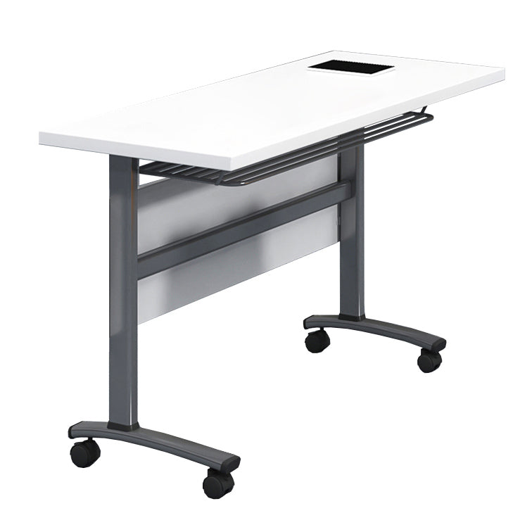 Folding Rectangular Writing Desk Modern Manufactured Wood Top Desk with Caster Wheels