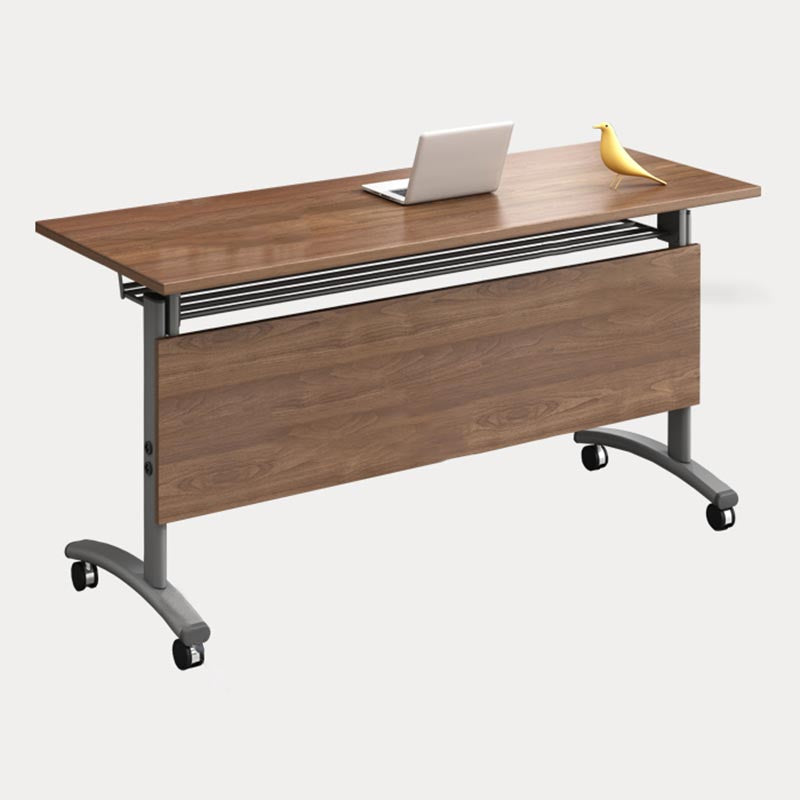 Modern Wooden Office Desk with Caster Wheels Rectangular Writing Desk for Home