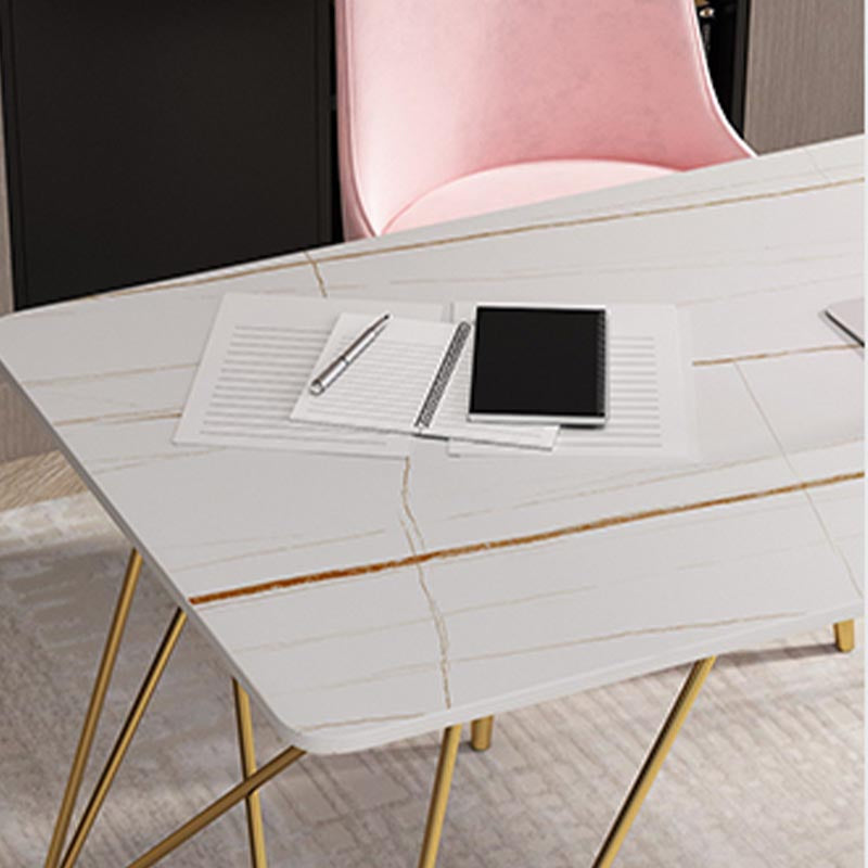 Modern Rectangular Writing Desk Sintered Stone Hairpin Office Desk