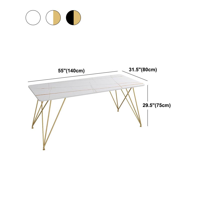 Modern Rectangular Writing Desk Sintered Stone Hairpin Office Desk