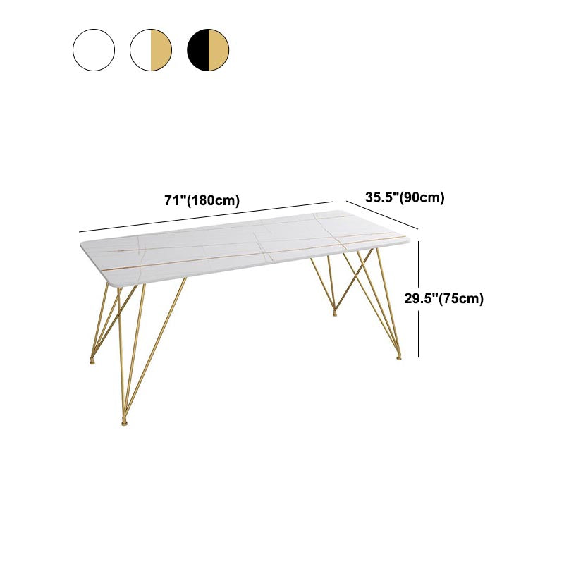 Modern Rectangular Writing Desk Sintered Stone Hairpin Office Desk