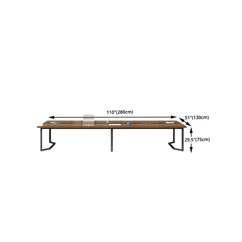 Modern Manufactured Wood Office Desk Rectangular Desk with Cable Management