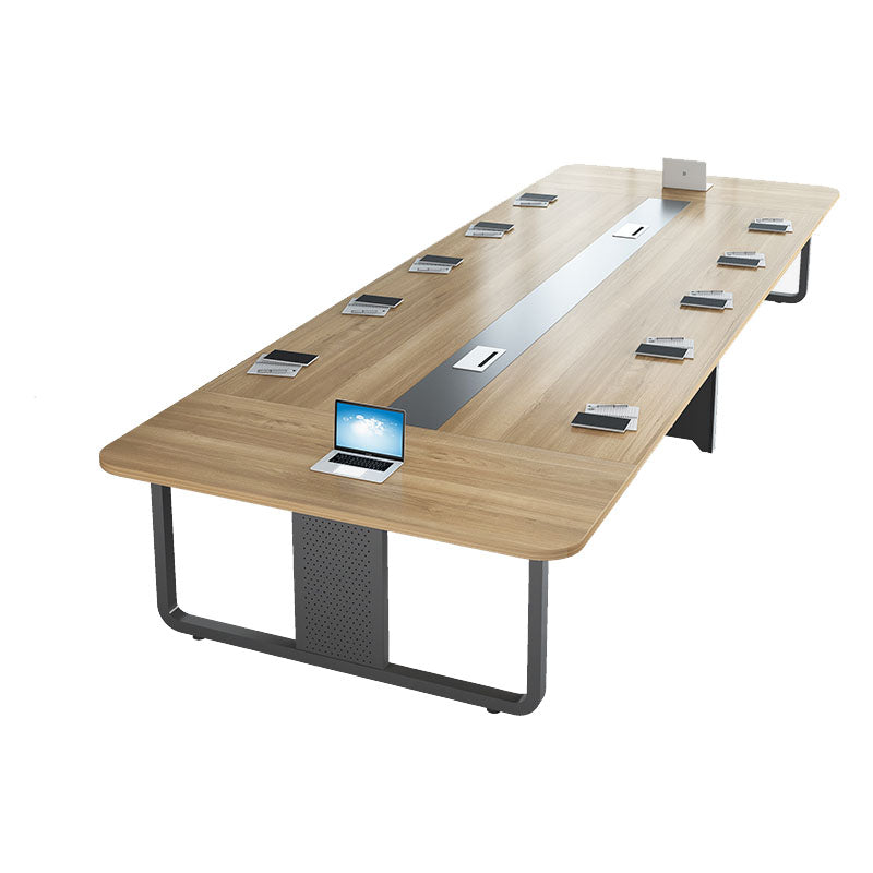 Modern Manufactured Wood Office Desk Rectangular Desk with Metal Pedestal
