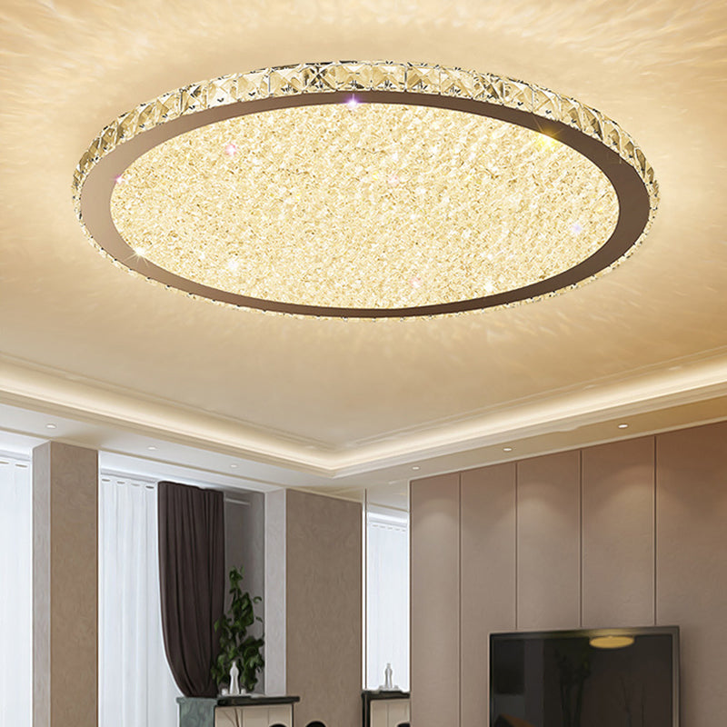 1 Light Circle Ceiling Lamp Modern Style Crystal Ceiling Lighting for Living Room