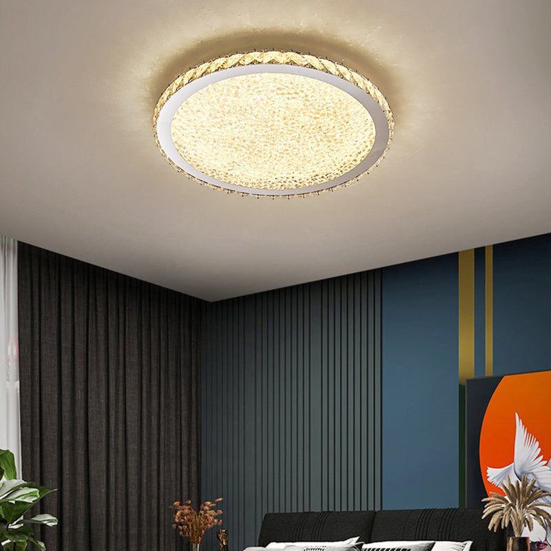 1 Light Circle Ceiling Lamp Modern Style Crystal Ceiling Lighting for Living Room