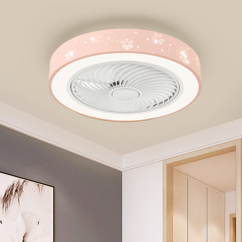 Round Metal Ceiling Fan Lamp Modern Style LED Ceiling Flush Mount