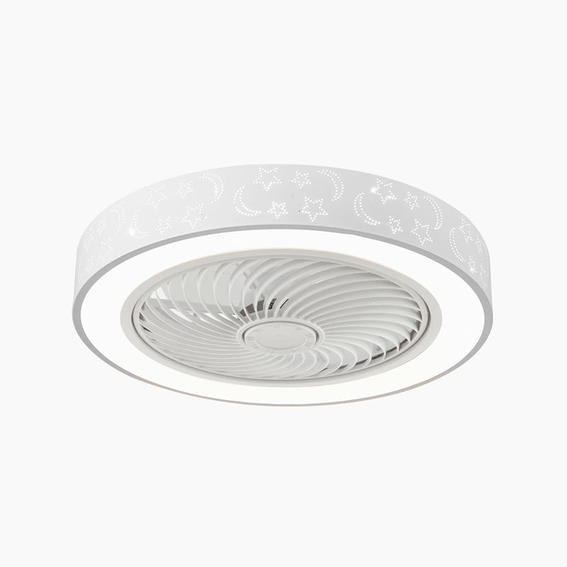 Round Metal Ceiling Fan Lamp Modern Style LED Ceiling Flush Mount