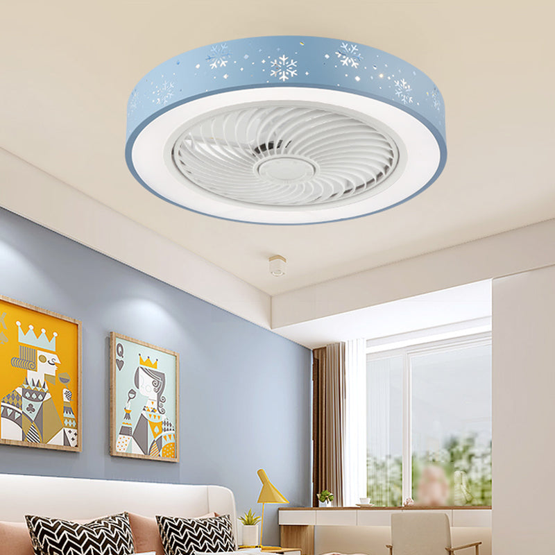 Round Metal Ceiling Fan Lamp Modern Style LED Ceiling Flush Mount