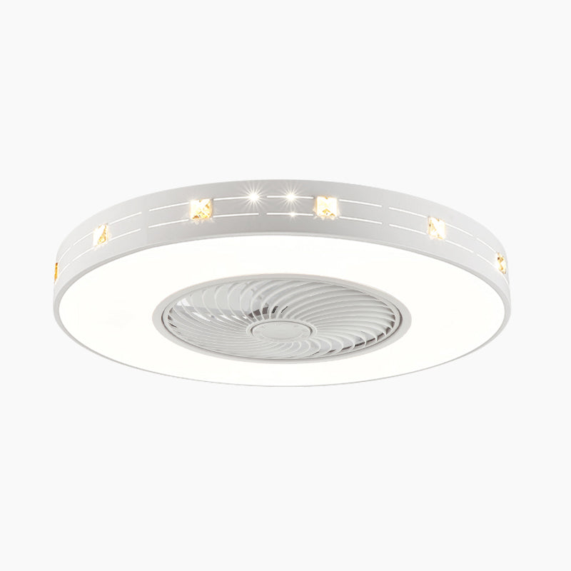 Round Metal Ceiling Fan Lamp Modern Style LED Ceiling Flush Mount