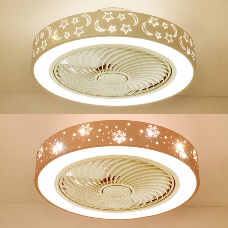 Round Metal Ceiling Fan Lamp Modern Style LED Ceiling Flush Mount