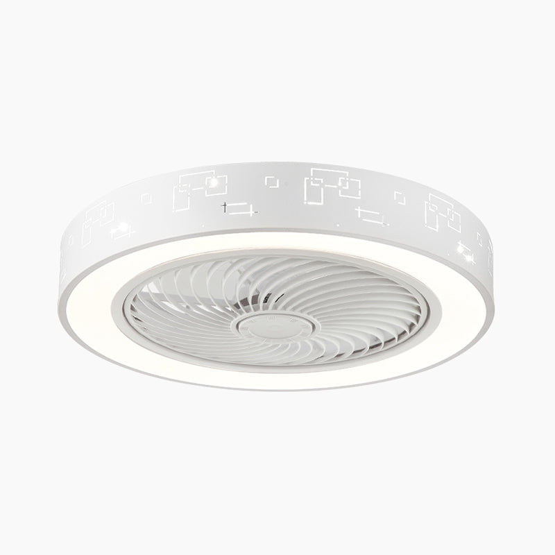 Round Metal Ceiling Fan Lamp Modern Style LED Ceiling Flush Mount