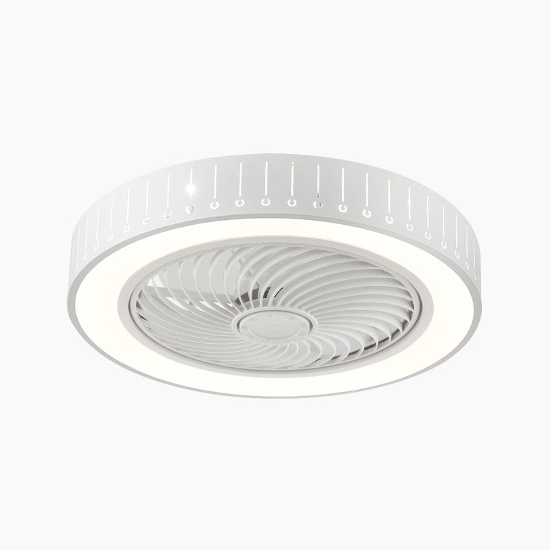 Round Metal Ceiling Fan Lamp Modern Style LED Ceiling Flush Mount