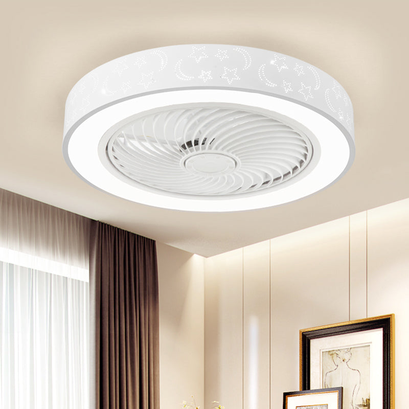 Round Metal Ceiling Fan Lamp Modern Style LED Ceiling Flush Mount