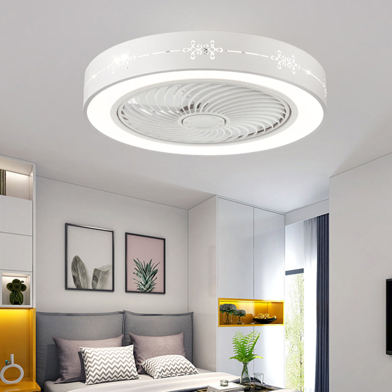 Round Metal Ceiling Fan Lamp Modern Style LED Ceiling Flush Mount