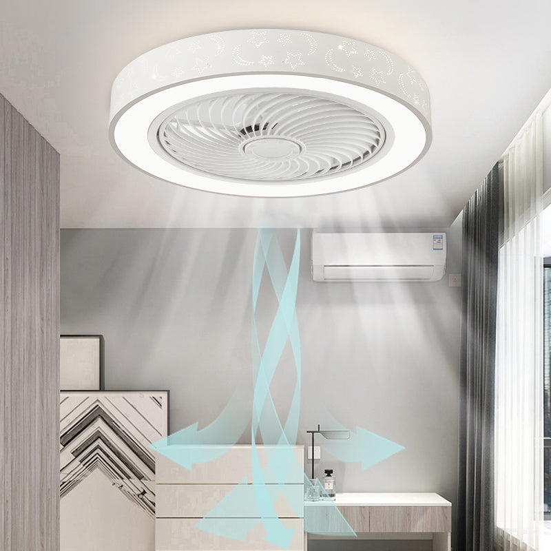 Round Metal Ceiling Fan Lamp Modern Style LED Ceiling Flush Mount